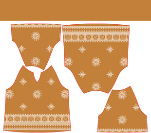 复古风几何图案服装款式图