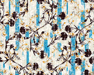 蓝白花卉条纹图案纹理
