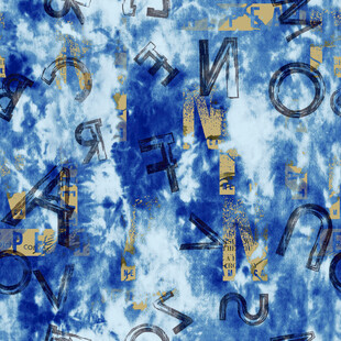 蓝底字母抽象艺术图案