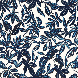 蓝白植物花纹