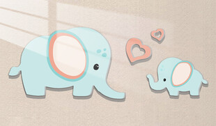 可爱大象墙贴装饰图案