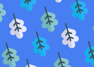 蓝底清新叶形图案背景