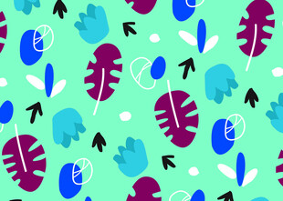 清新多彩植物图案背景