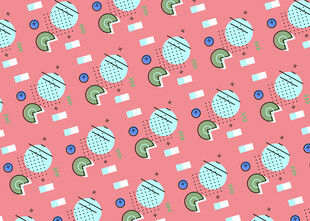 粉色卡通茶具图案背景