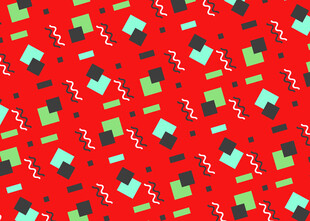 红色背景多彩礼物图案