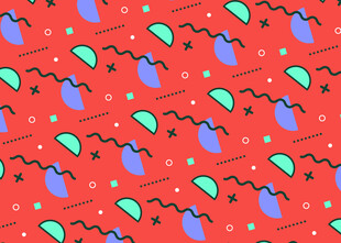 红色底彩色图案无缝背景