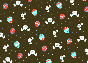 卡通图案深色背景布料