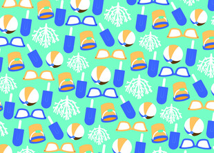 夏日海滩元素无缝图案