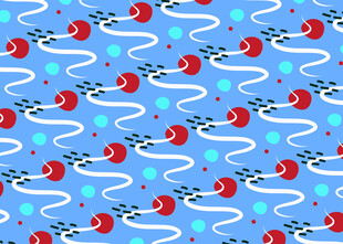 蓝色背景糖果图案无缝纹理