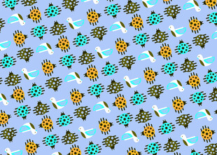 蓝色底多彩图案无缝背景
