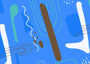 抽象蓝调室内装饰插画