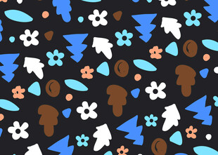 卡通风格动物植物图案背景