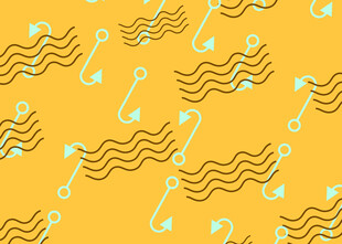 黄色背景音符波浪图案