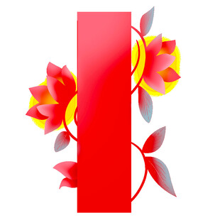 花卉装饰的红色竖条边框素材