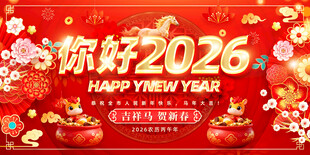 你好2026新年喜庆背景图