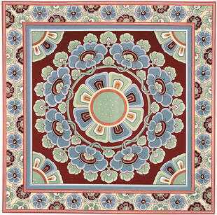 传统中式花卉图案地毯