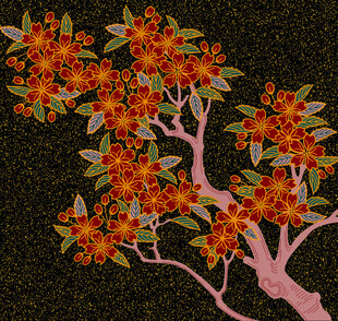 枝头绽放的艳丽花朵