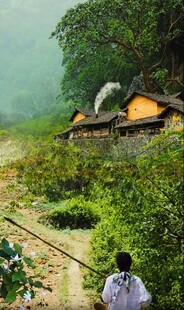 乡村小道上的独行男子