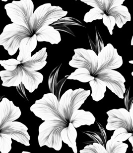 黑白花卉图案