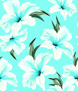 蓝底白花清新花卉图案