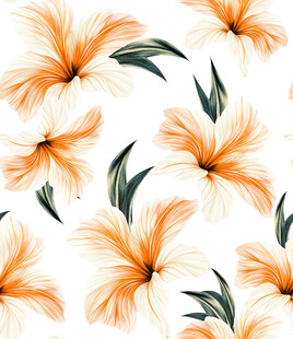 橙色扶桑花无缝图案背景