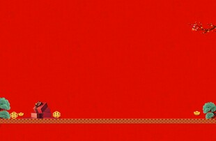 红色背景上的卡通元素