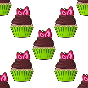 可爱蝴蝶结纸杯蛋糕图案