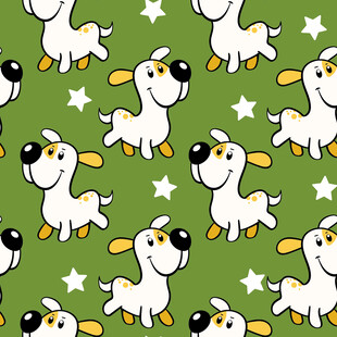 绿色背景的卡通小狗图案