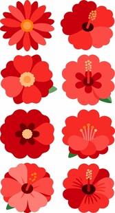 红色花卉图案集合