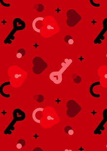 红色爱心钥匙图案背景