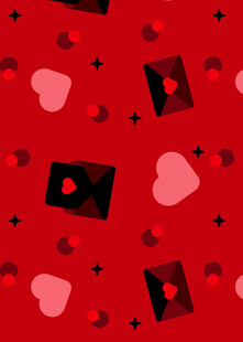 红色爱心信封浪漫图案背景