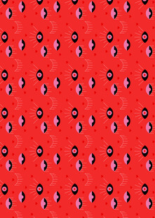 红色背景上的黑色圆形图案