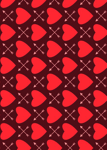 红色爱心几何图案背景