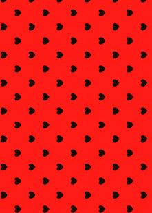 红色背景上的黑色心形图案