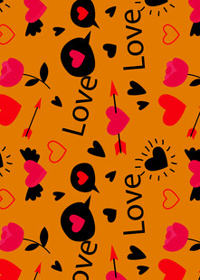 橙色爱心爱情图案背景