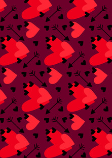红色心形几何图案背景