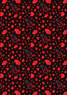 红色爱心圆点图案背景