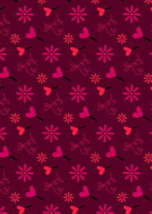 玫红色爱心雪花图案背景