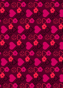 玫红色爱心花卉图案背景