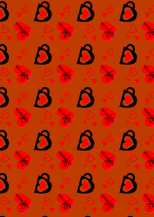 红色背景卡通图案纹理