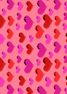 粉色背景多彩心形图案