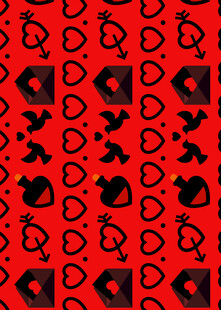 红色底黑色图案几何花纹