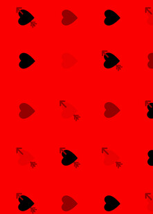 红色背景上的心形图案