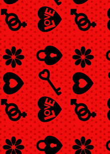 红色爱心花卉图案背景