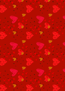 红色爱心花卉图案背景