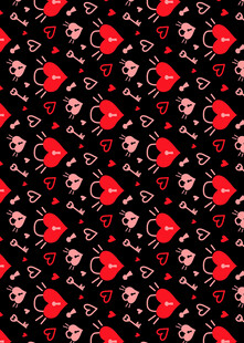 红黑爱心花卉图案背景