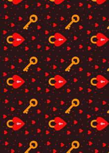 红色钥匙爱心图案背景