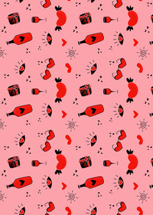 粉色背景的多样红色图案