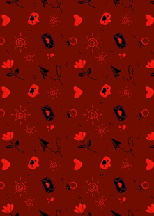 红色花卉图案无缝背景