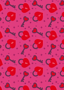 粉色背景爱心钥匙图案